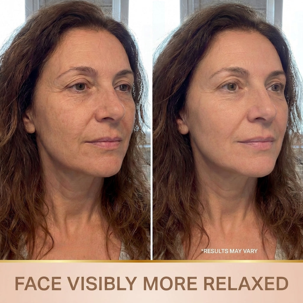 Face visibly more relaxed