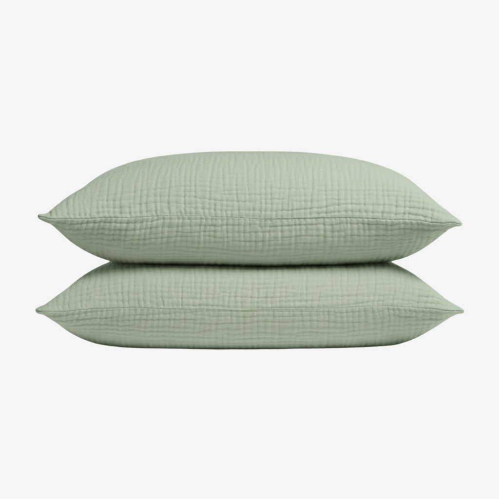 Muslin pillowcase set in Green