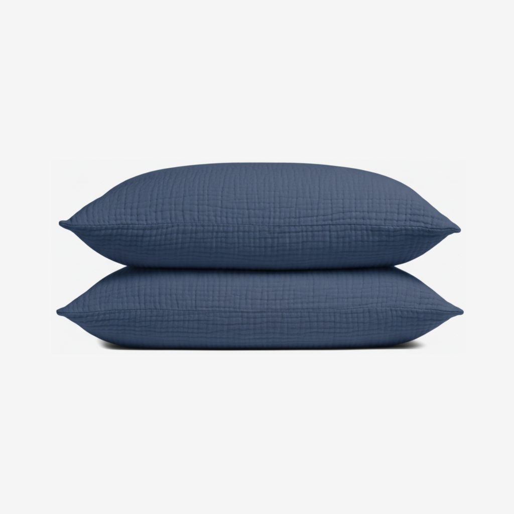 Muslin pillowcase set in Blue