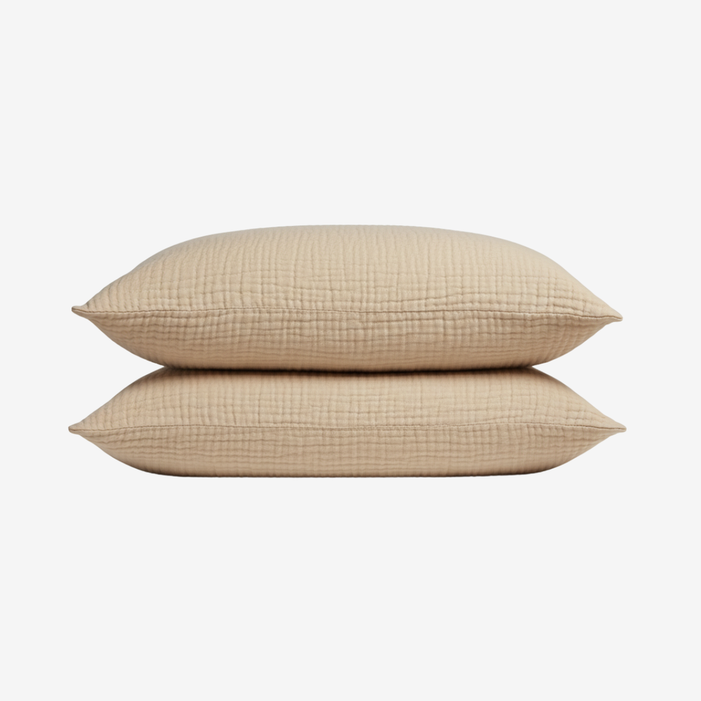 Muslin pillowcase set in Dune