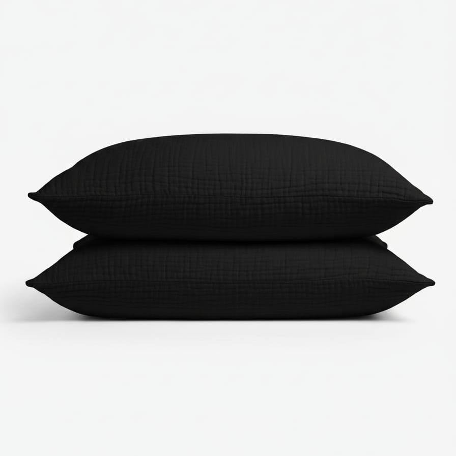 Muslin pillowcase set in Black