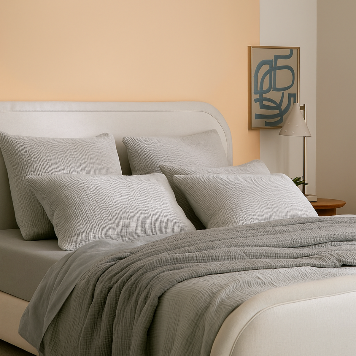 Close-up of the open muslin cotton weave on the pillowcase