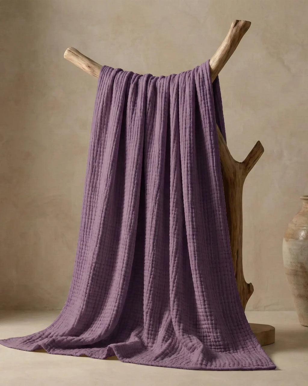 Muslin Blanket in Purple folded