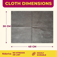 Cloth dimensions 40 x 30 cm, no streaks or lint