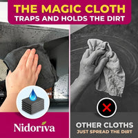 Traps and holds the dirt, where other cloths just spread it