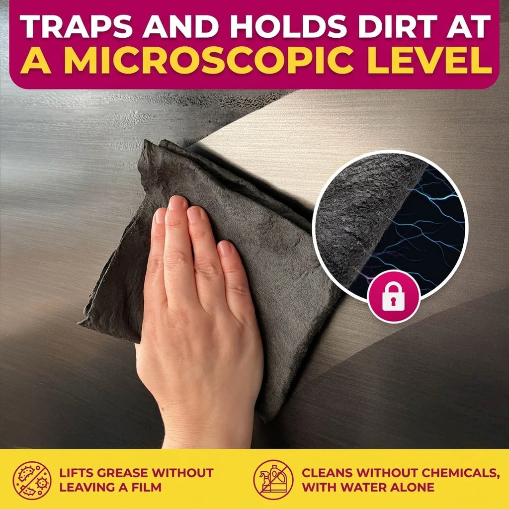 Traps dirt at a microscopic level and cleans without chemicals