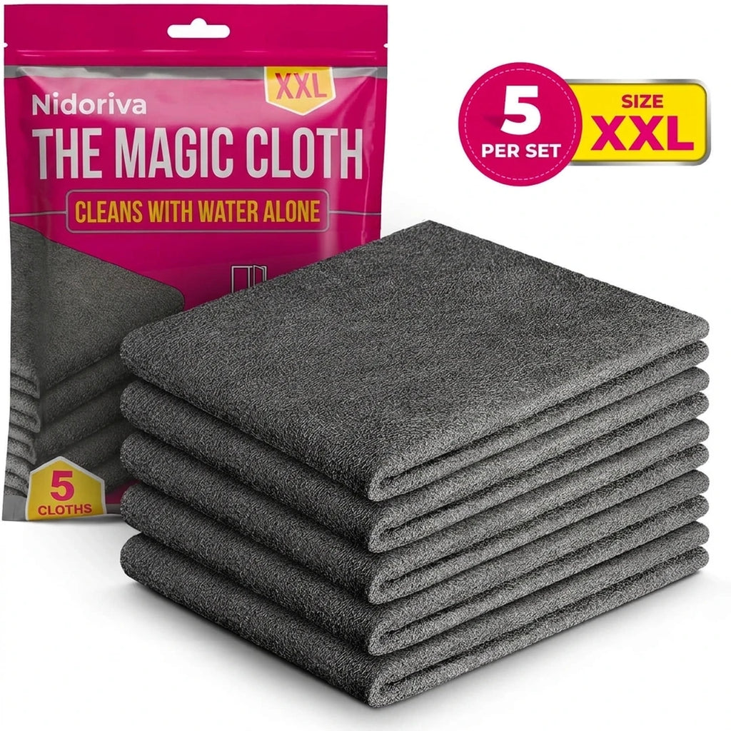 The Magic Microfibre Cloth — set of 5, XXL, cleans with water alone
