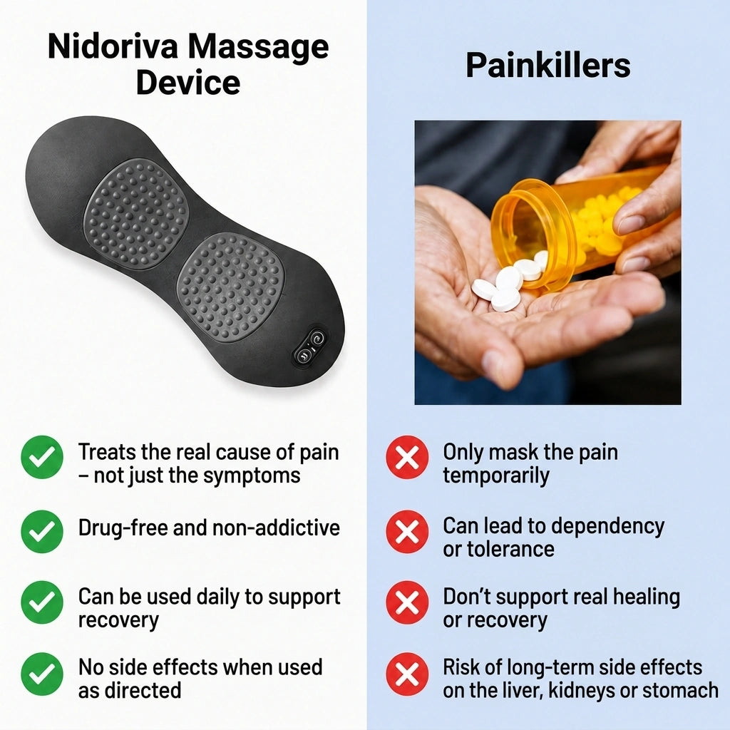 Nidoriva massage device vs painkillers comparison