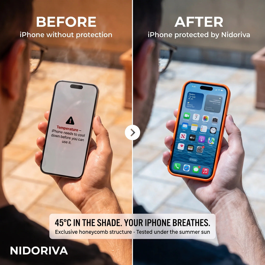 Before and after: overheating iPhone vs iPhone protected by Nidoriva
