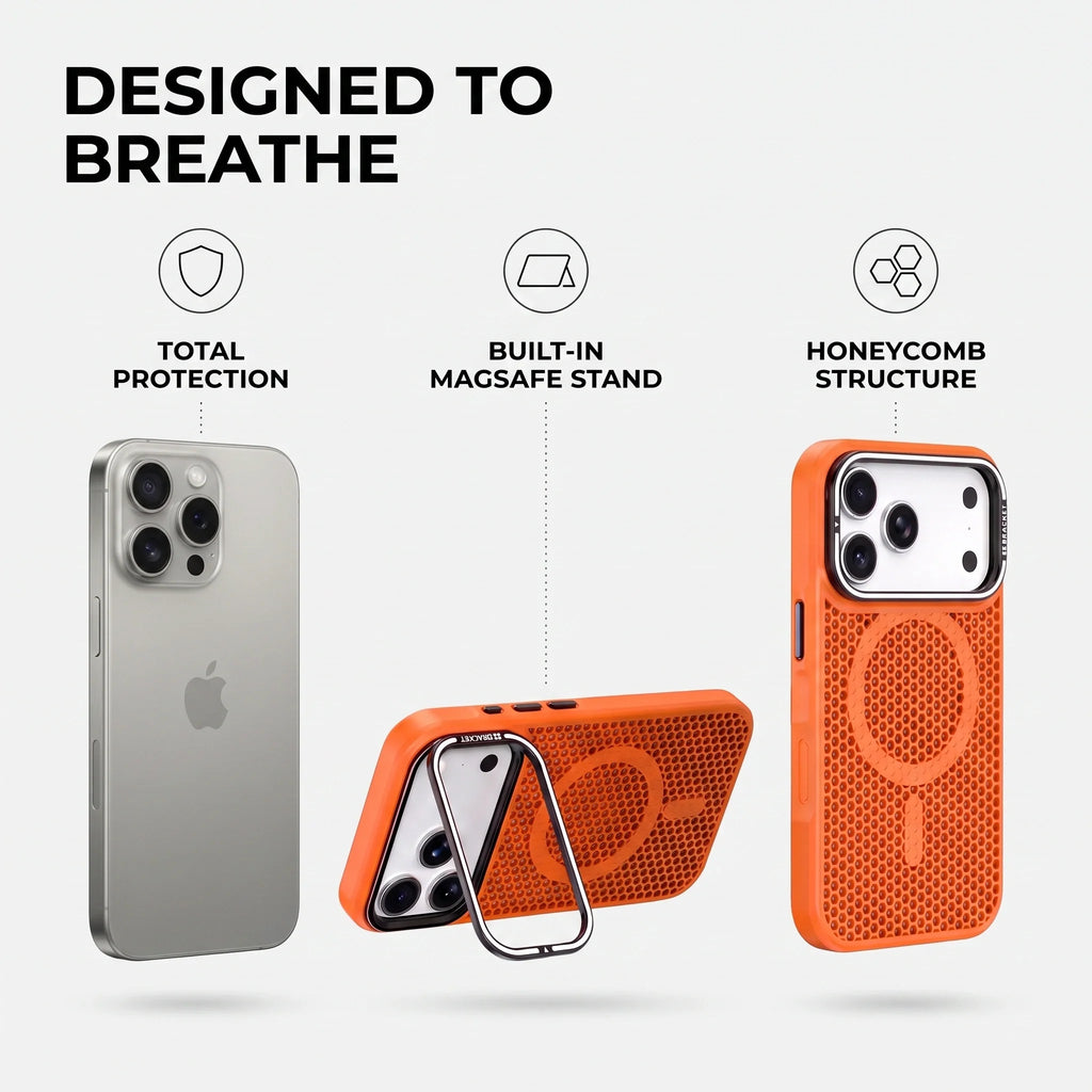 Designed to breathe: total protection, built-in MagSafe stand, honeycomb structure