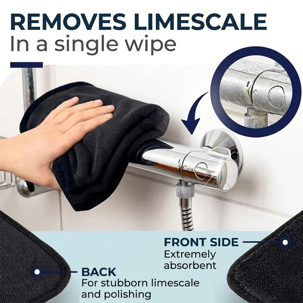 Removes limescale in a single wipe – front and back sides