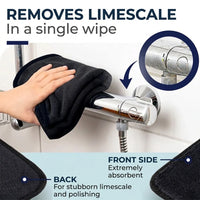 Removes limescale in a single wipe – front and back sides